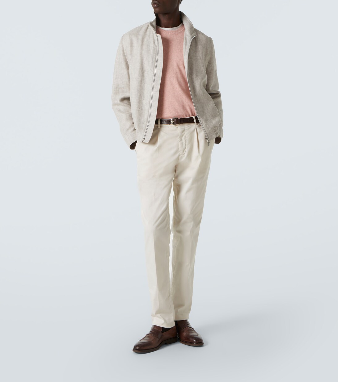Cotton-blend gabardine slim pants | Brunello Cucinelli
