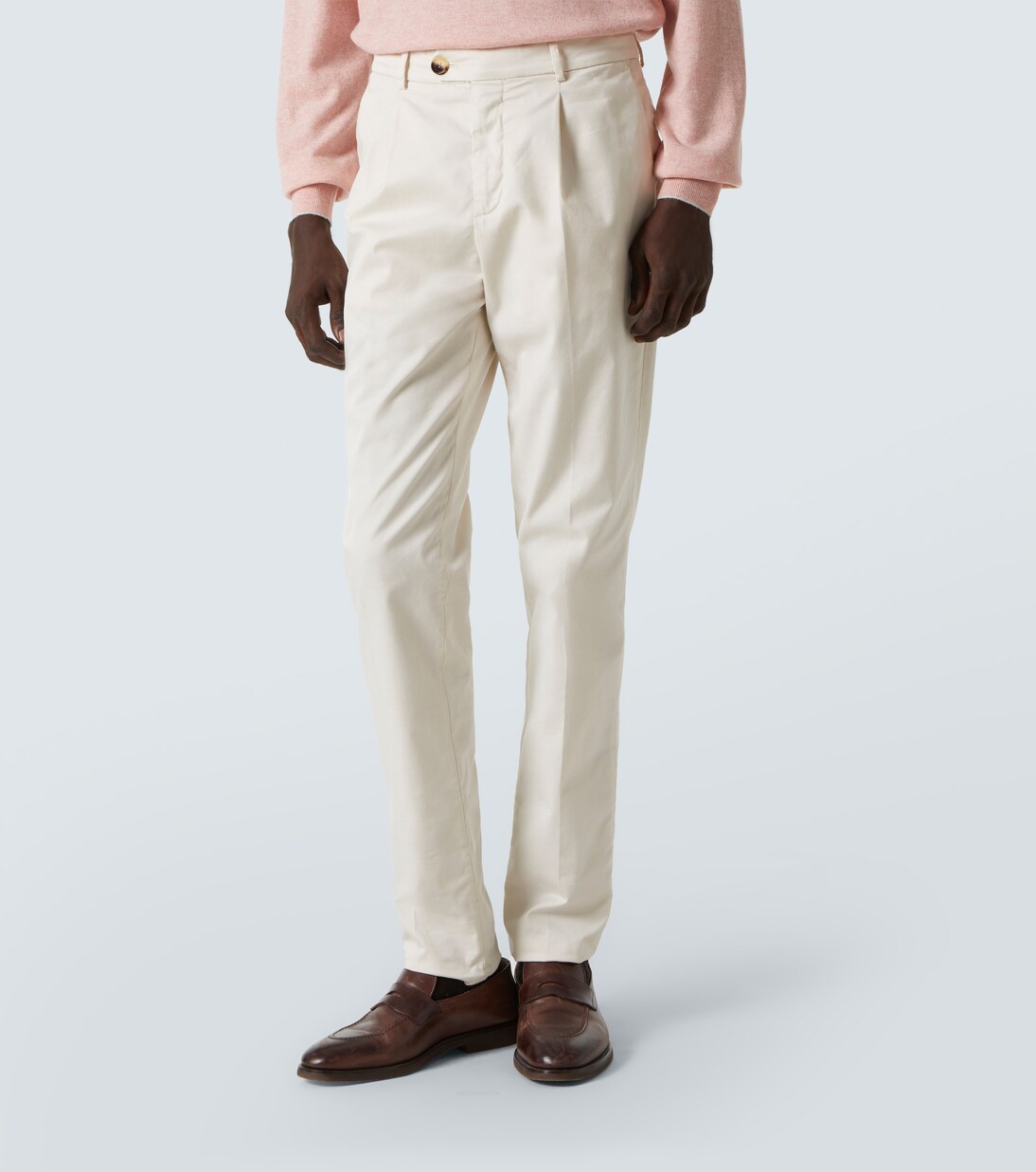 Cotton-blend gabardine slim pants | Brunello Cucinelli