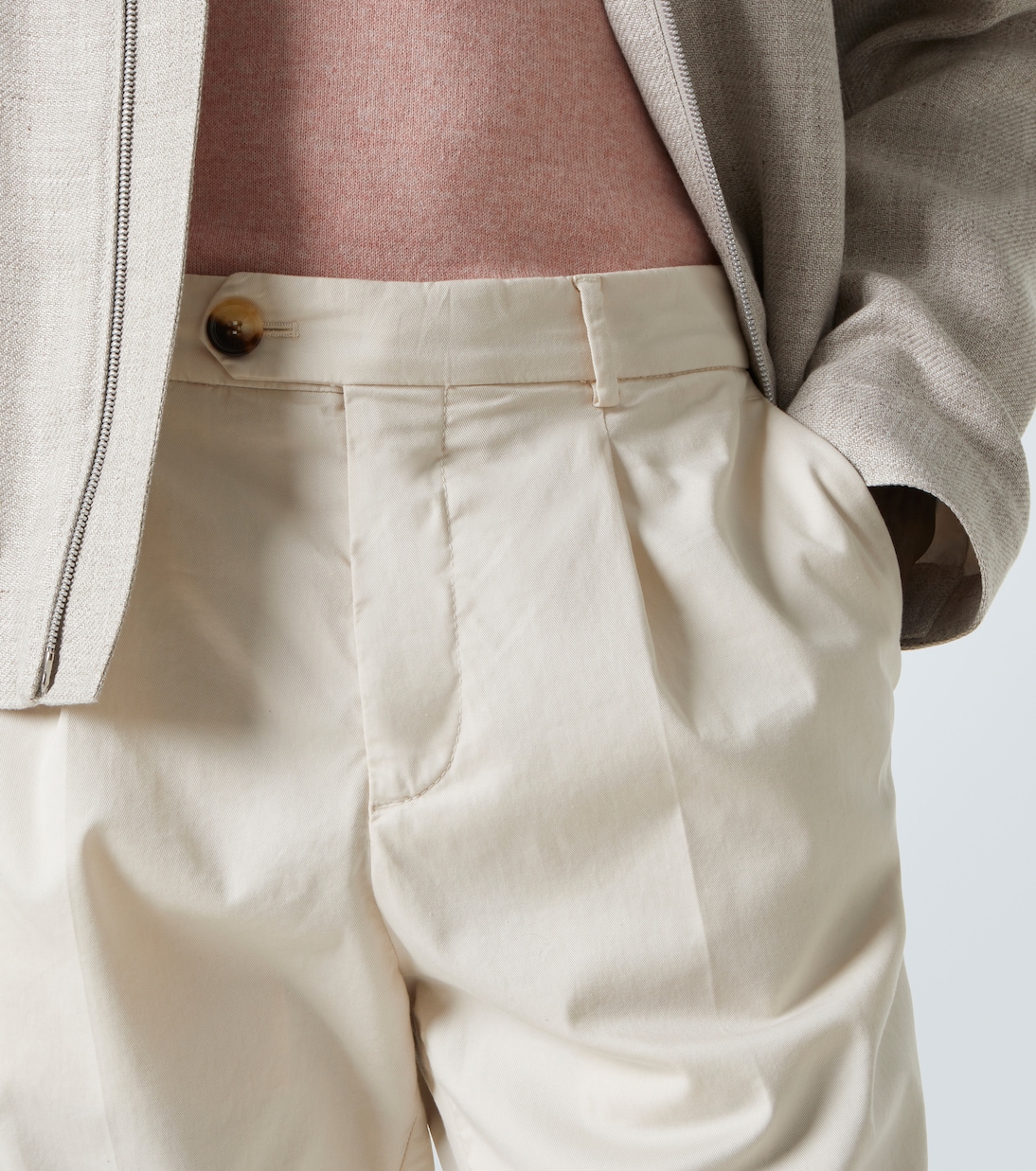 Cotton-blend gabardine slim pants | Brunello Cucinelli