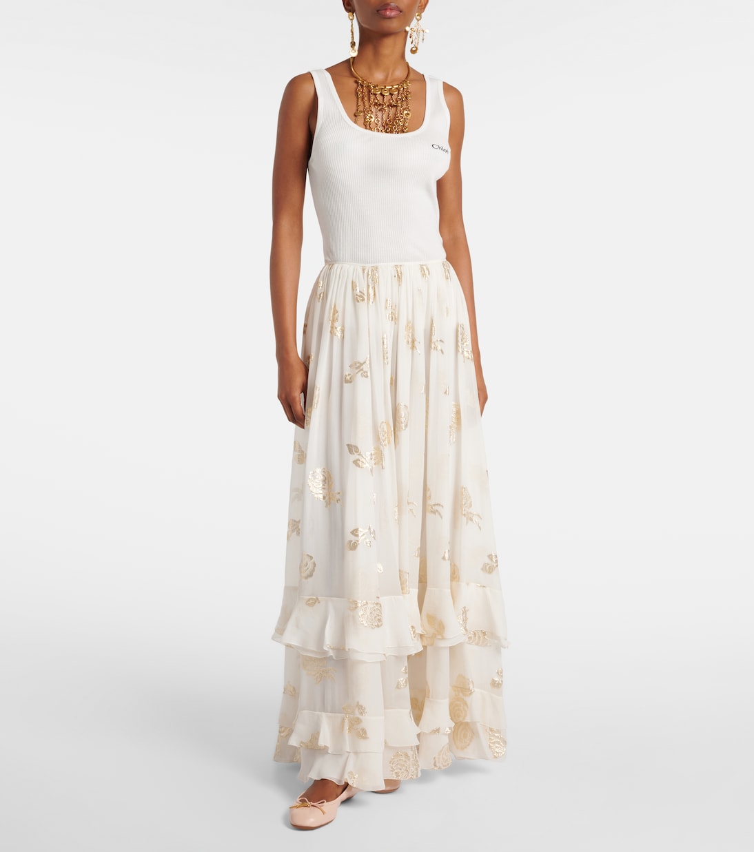 Tank top in cotone a coste | Chloé