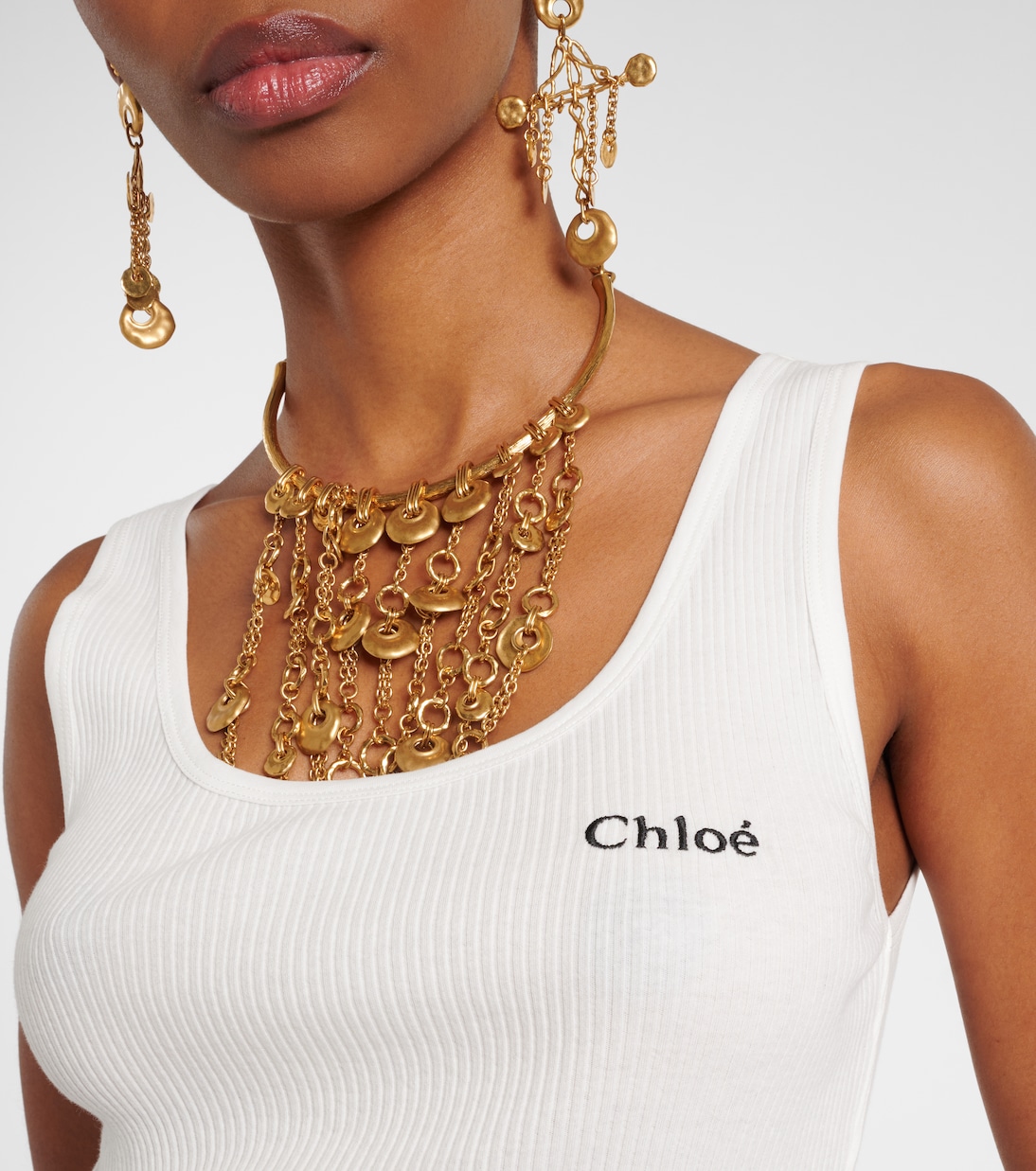 Tank top in cotone a coste | Chloé