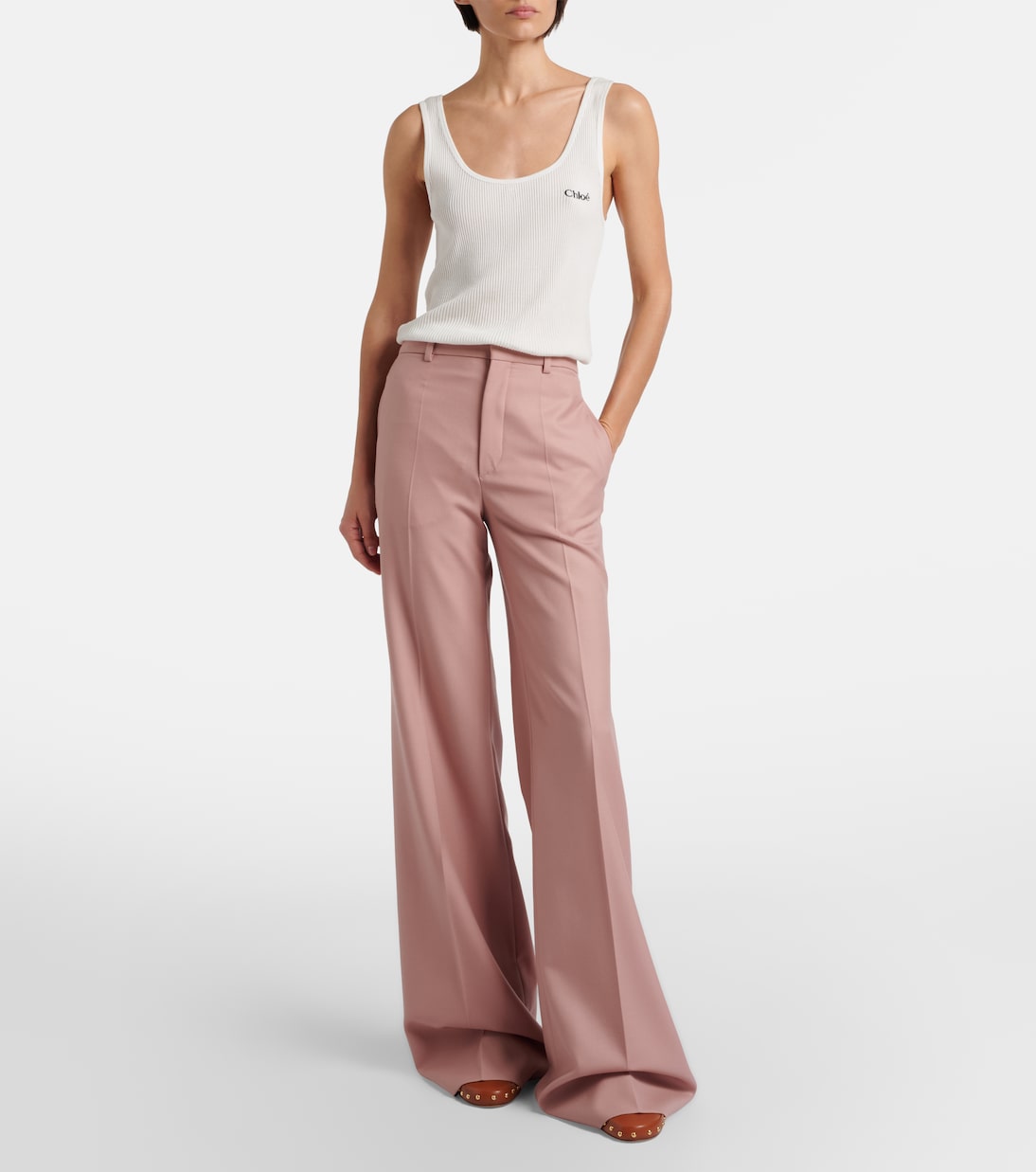 Ribbed-knit cotton tank top | Chloé