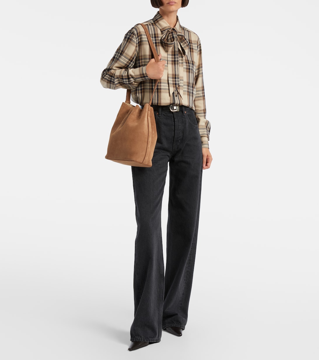 Sac seau Marin Medium en daim | Aesther Ekme