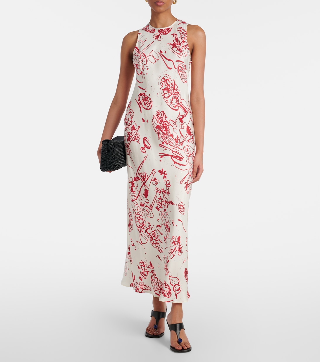 Robe longue imprimée en soie | Asceno