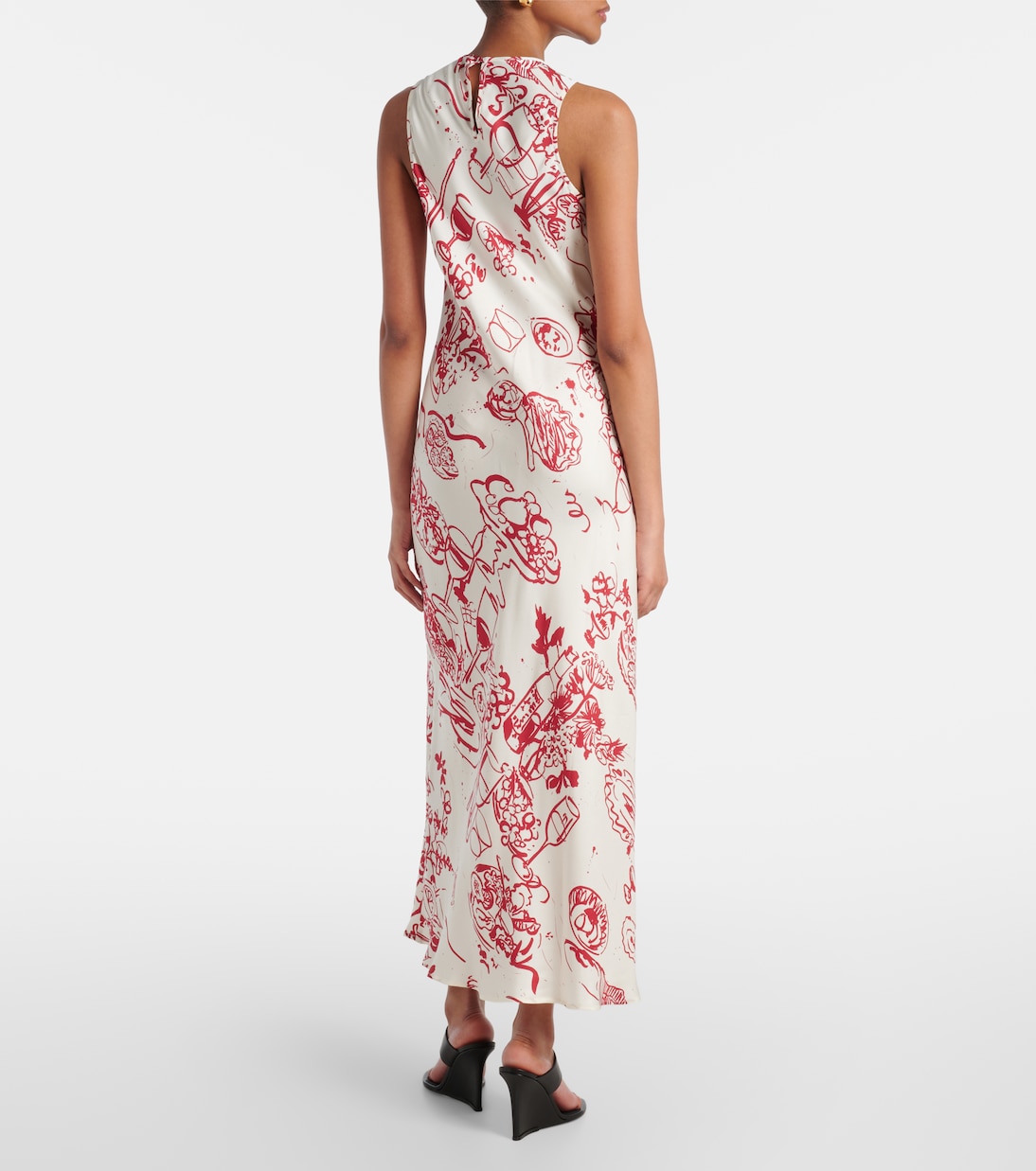 Robe longue imprimée en soie | Asceno