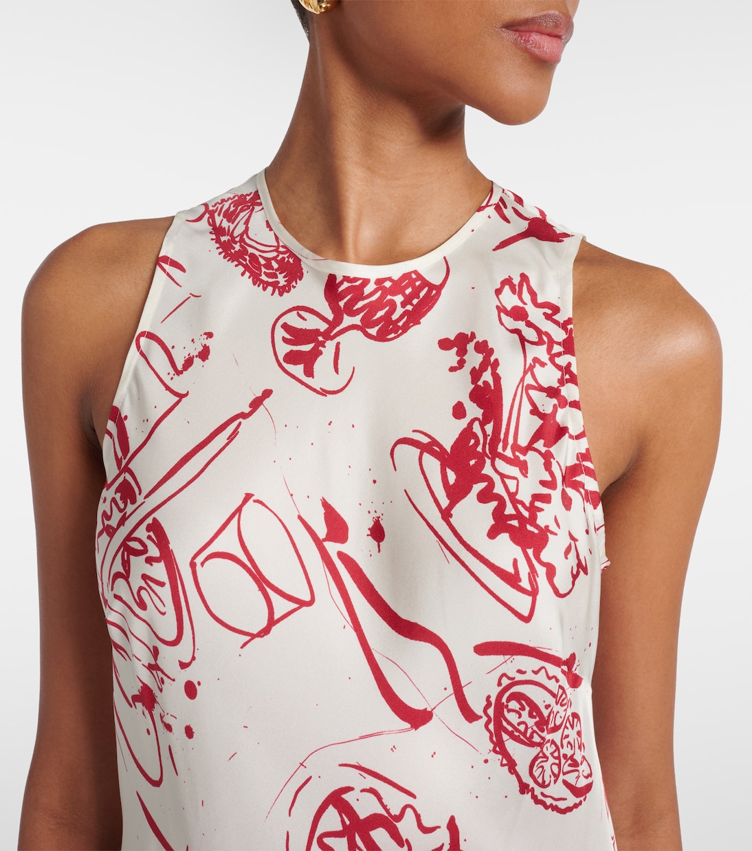 Robe longue imprimée en soie | Asceno