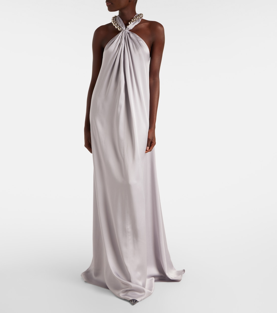 Robe longue en satin à ornements | Stella McCartney
