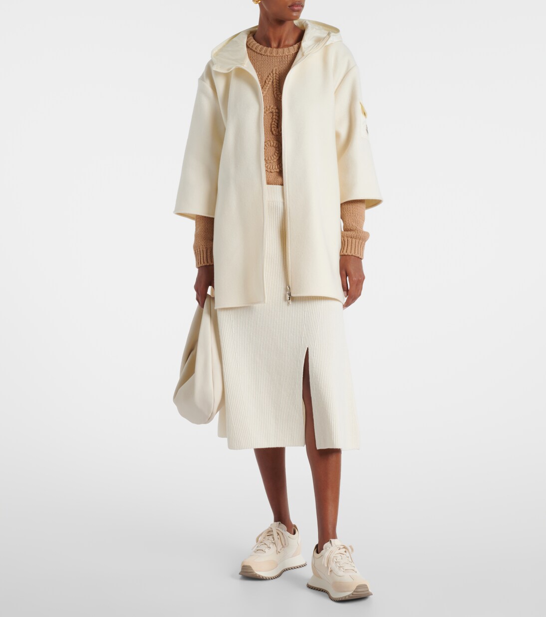 Ribbed-knit wool and cashmere midi skirt | Moncler