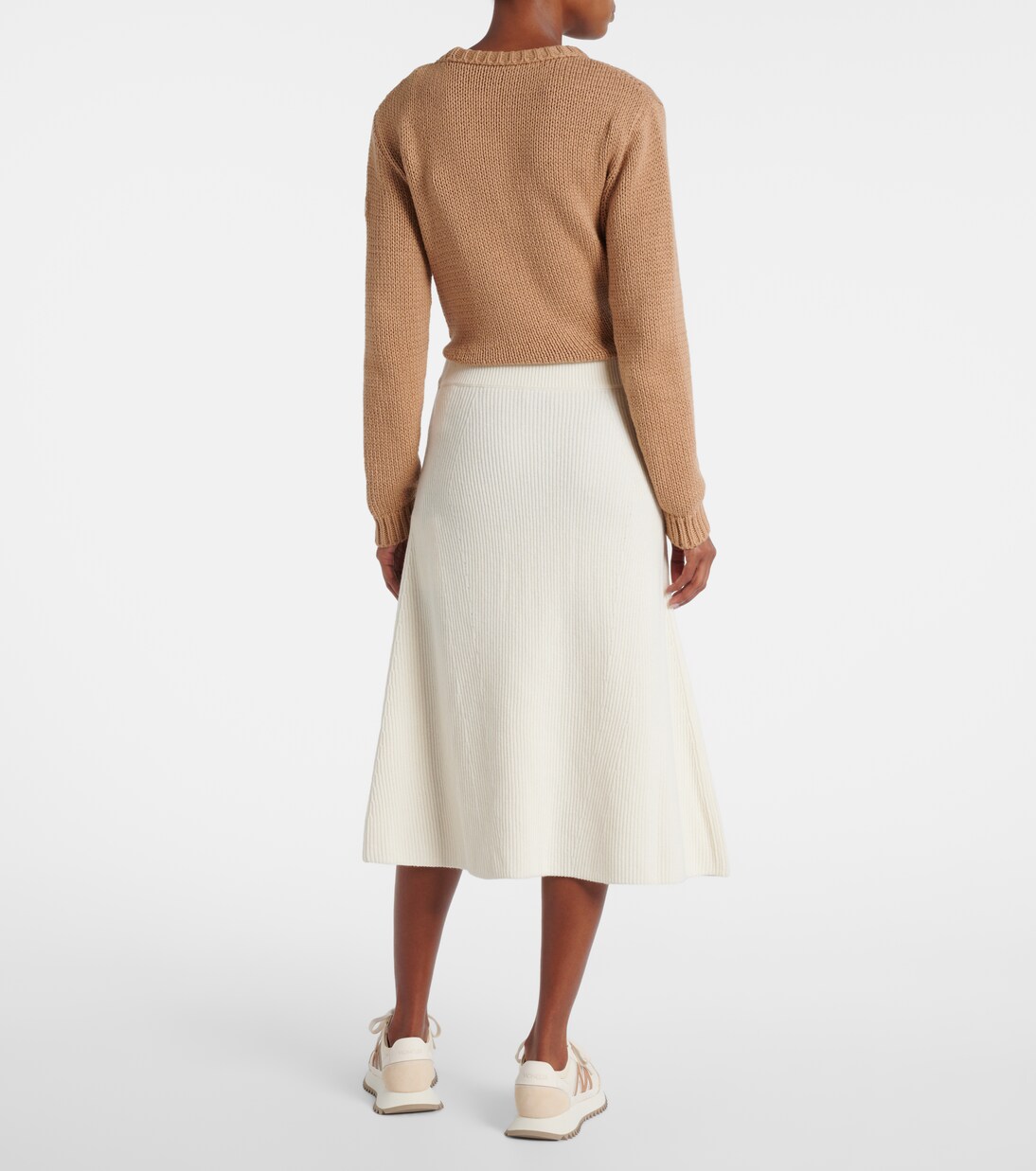 Ribbed-knit wool and cashmere midi skirt | Moncler