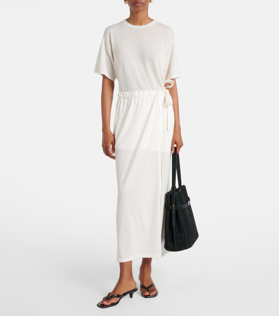 Cotton and silk midi skirt  | Toteme
