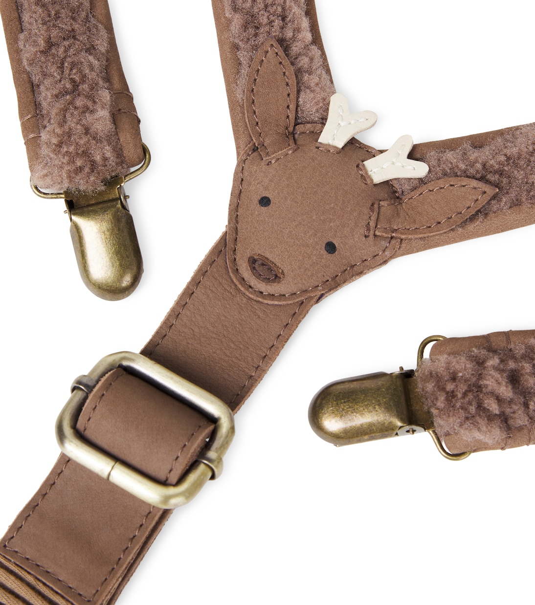 Hosenträger Tjebbe aus Teddyfleece mit Leder | Donsje