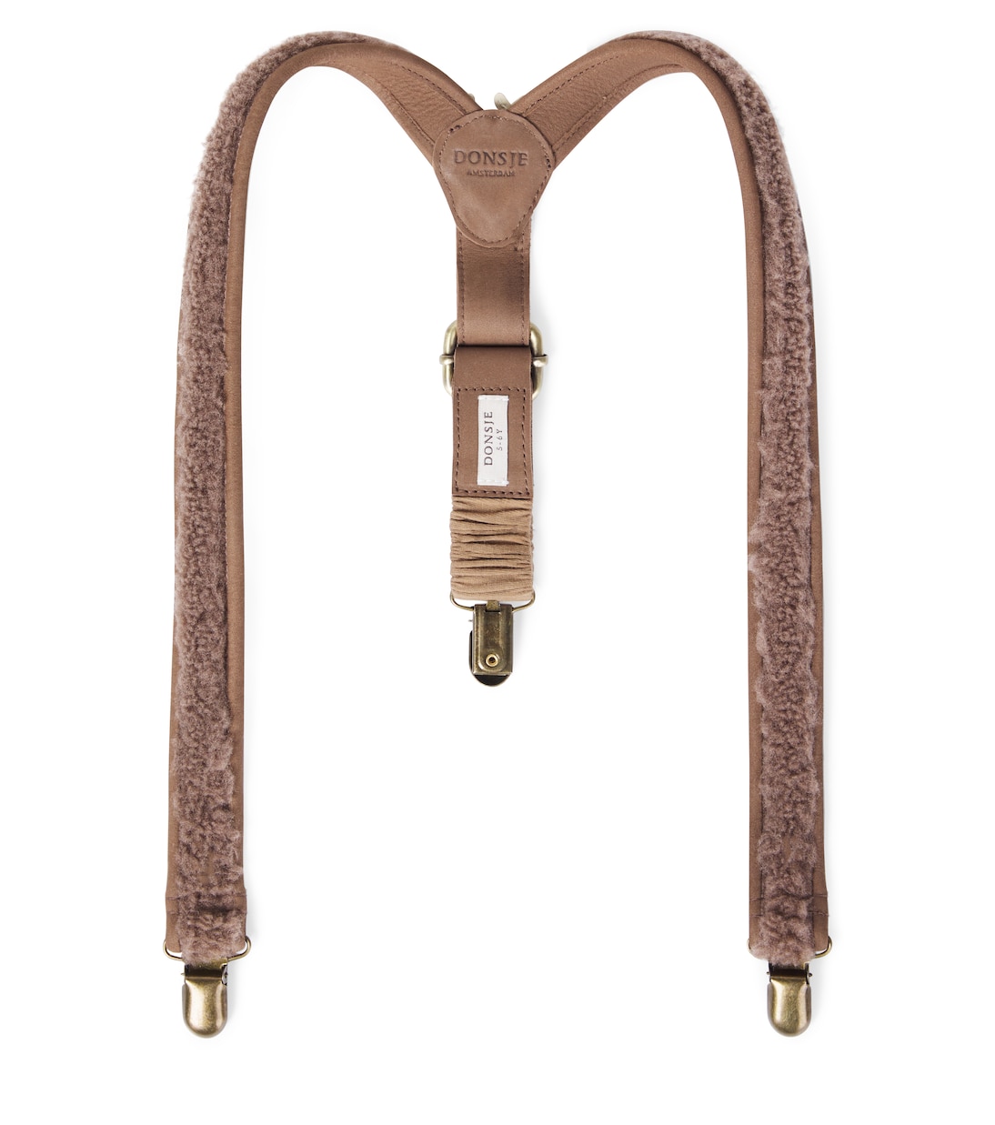 Hosenträger Tjebbe aus Teddyfleece mit Leder | Donsje