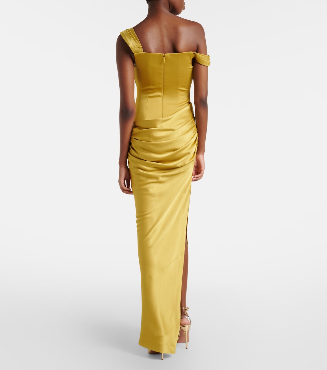 Draped one-shoulder satin crêpe gown | Alex Perry