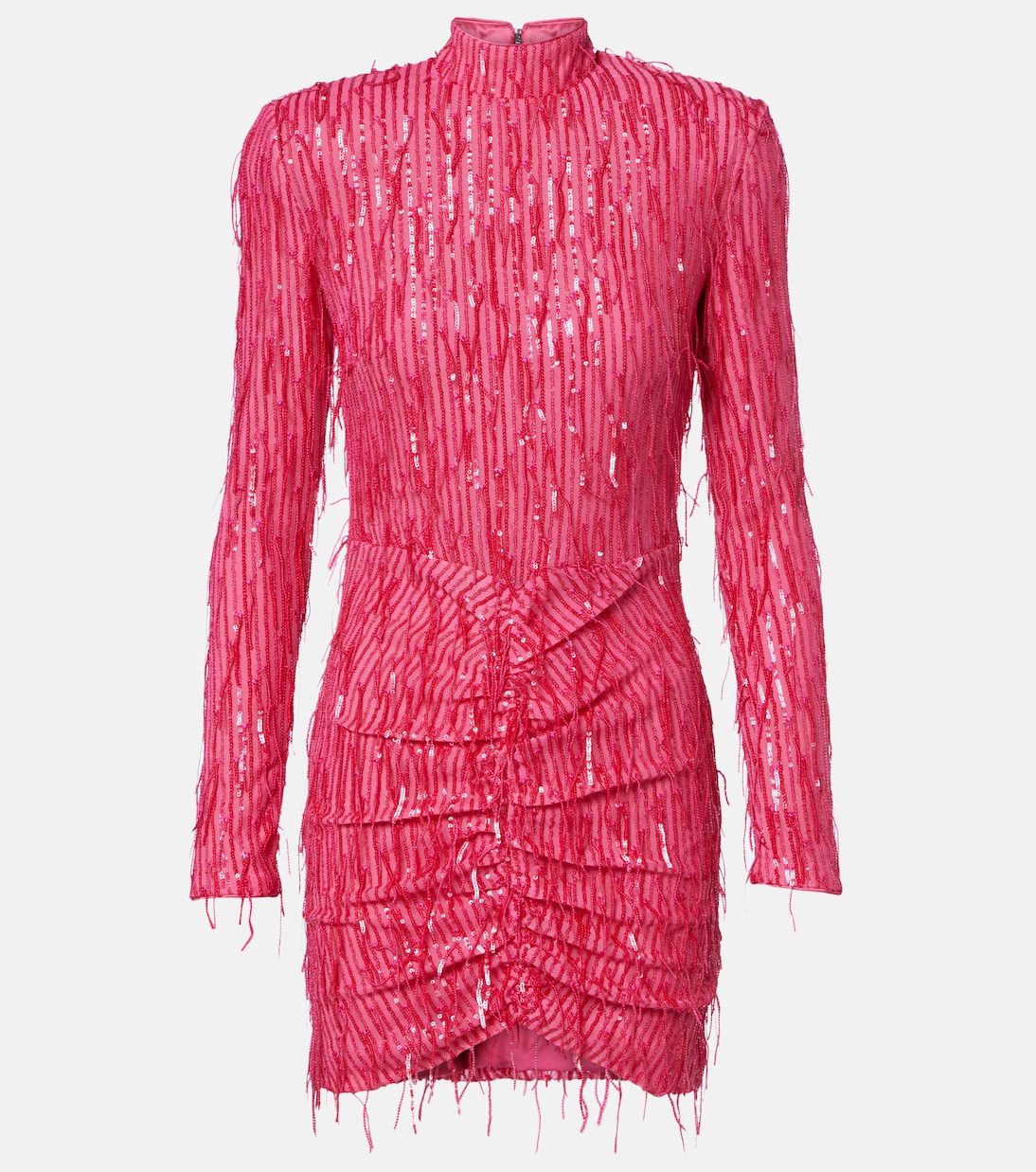 Fringed ruched sequined mesh minidress | Rotate
