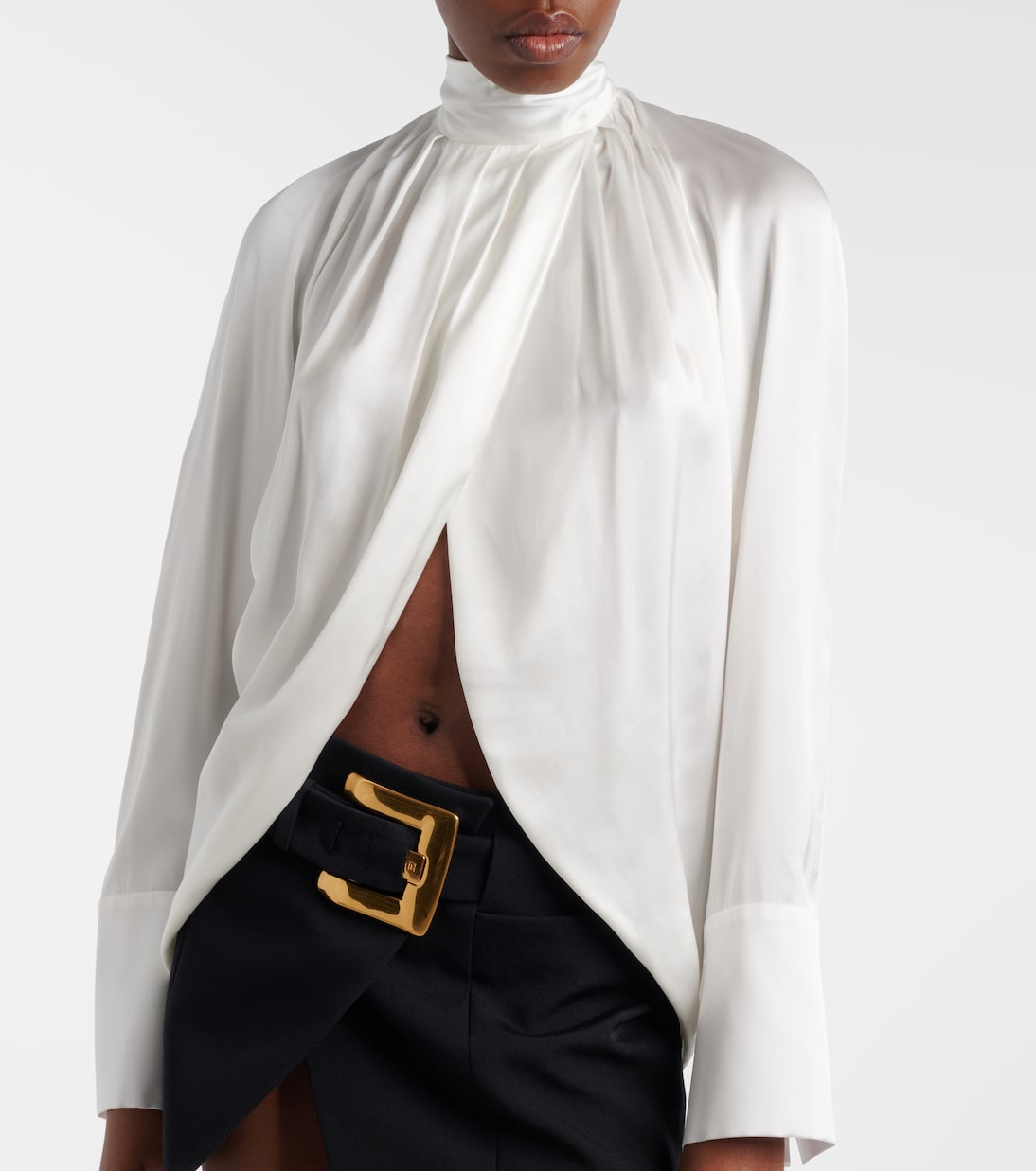 Draped silk satin blouse | Balmain