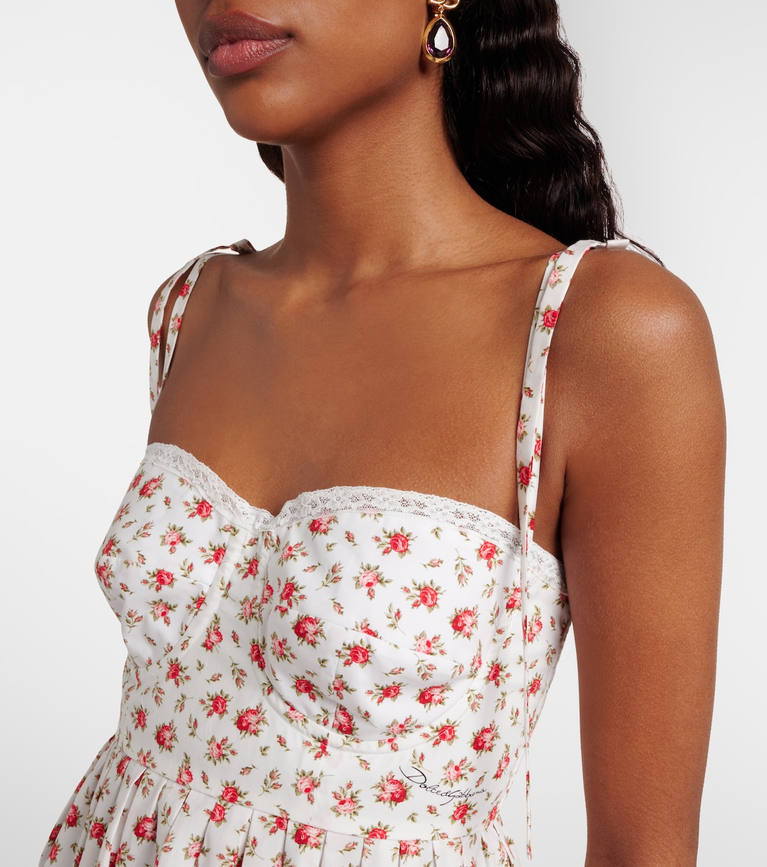 Robe en popeline de coton à dentelle | Dolce&Gabbana