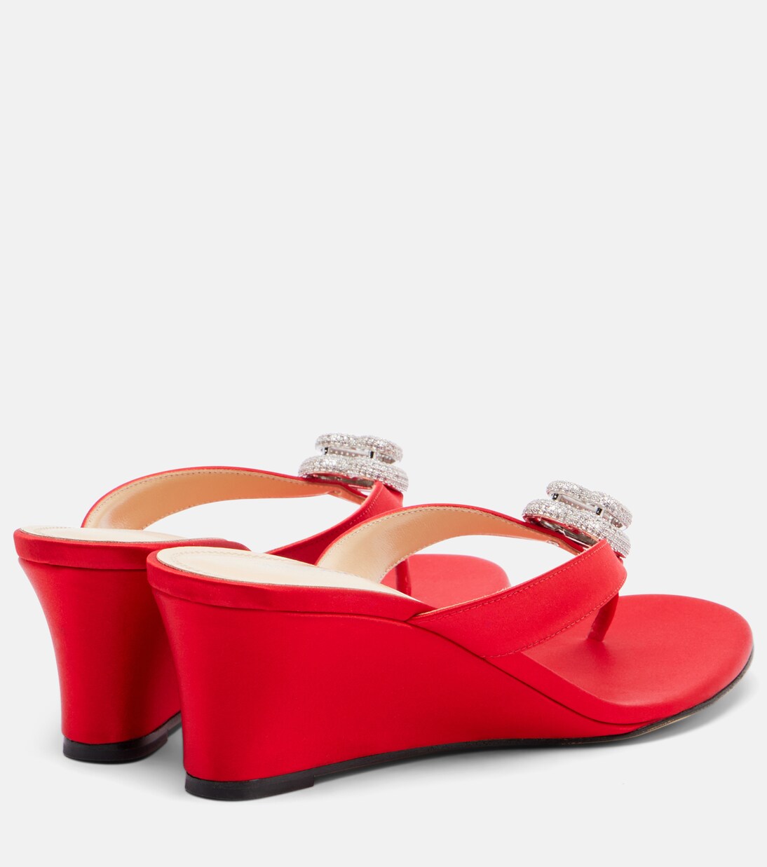 Double Heart satin wedge thong sandals | Mach & Mach