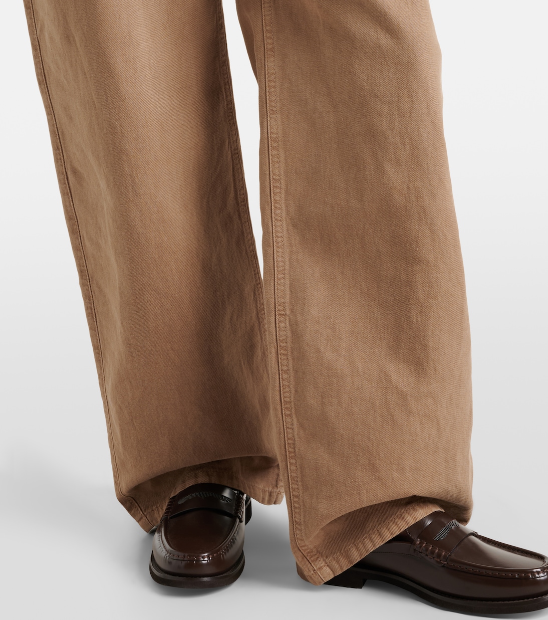 Pantaloni a gamba larga in cotone e lino | Brunello Cucinelli