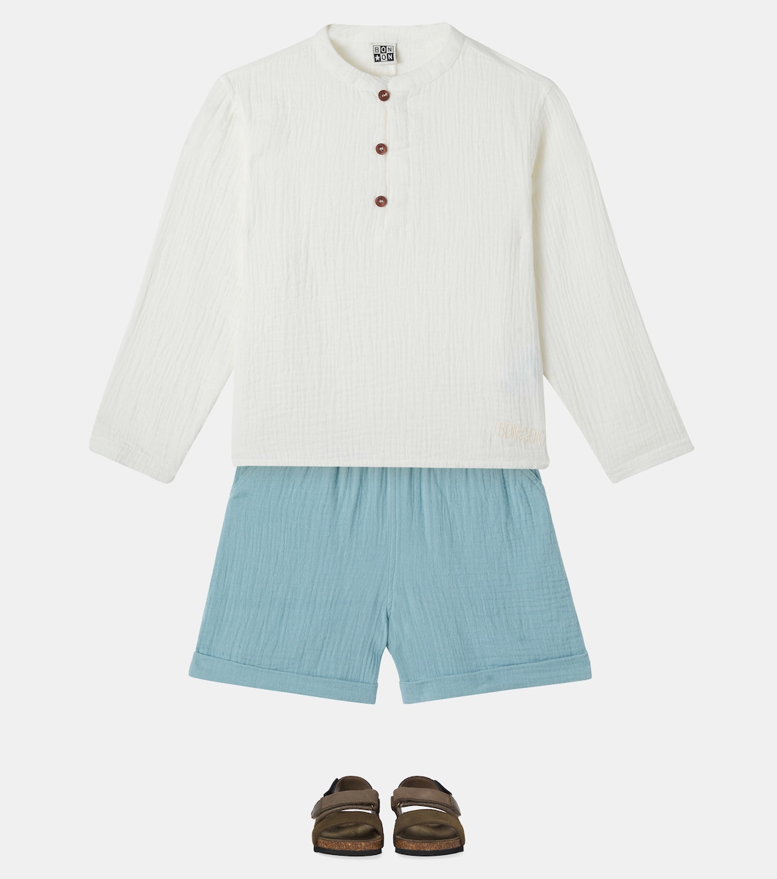 Henley-Top Noah aus Baumwoll-Gaze | Bonton