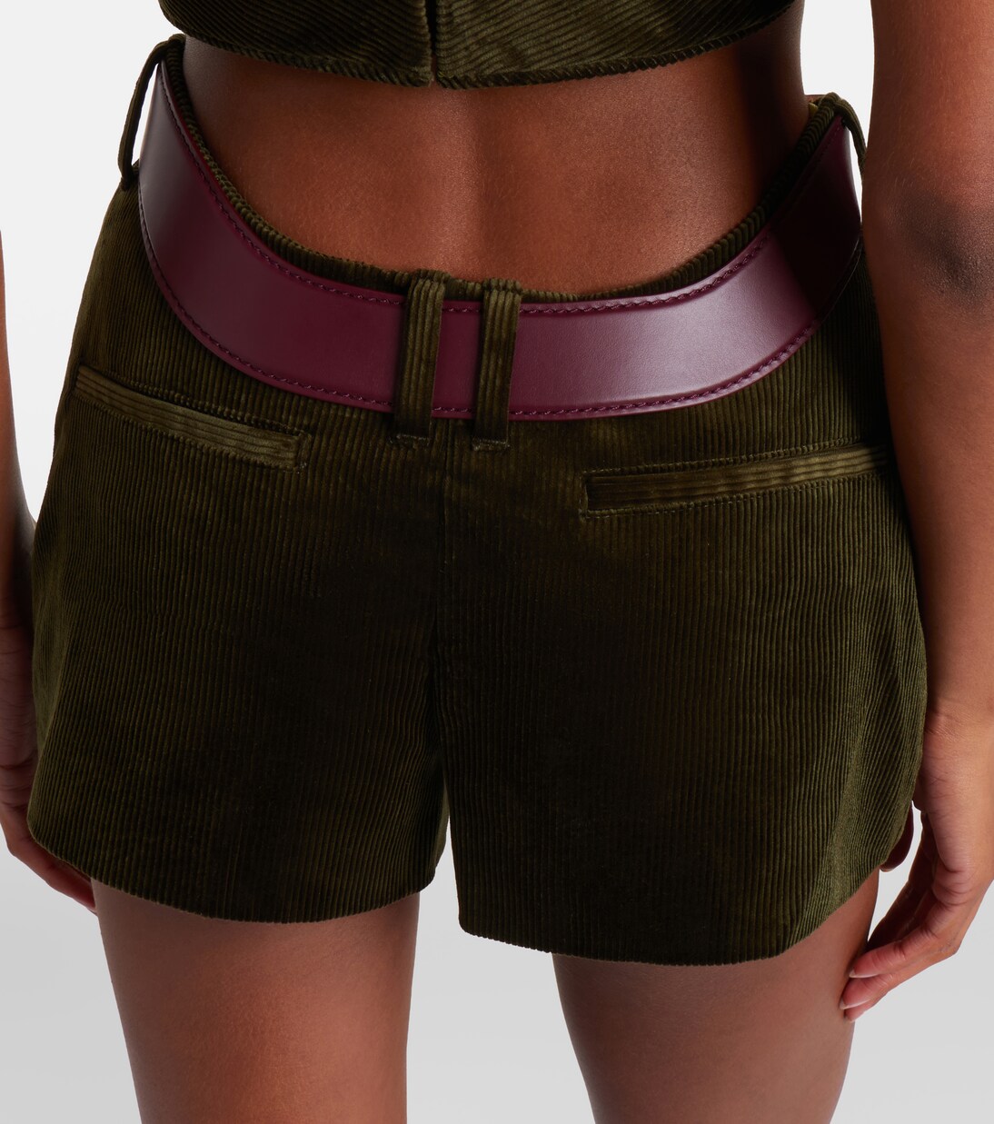 Cutout belted cotton corduroy shorts | Jean Paul Gaultier