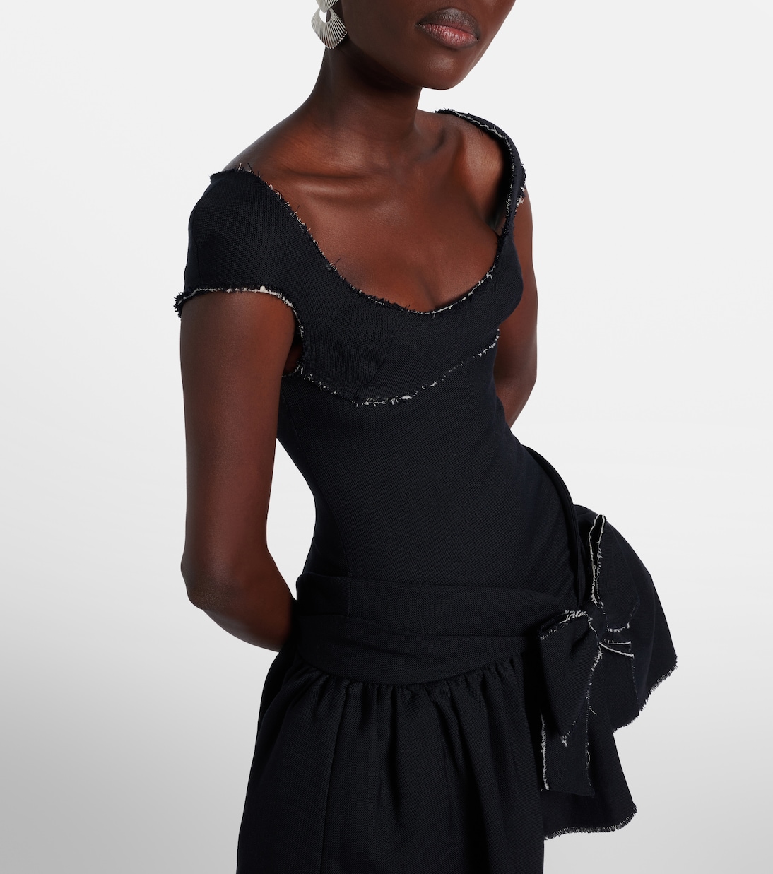 Bow-detail distressed tweed minidress | Shushu/Tong