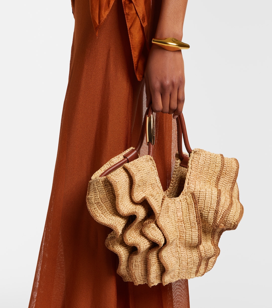Bolso al hombro Goldentime Small de rafia | Zimmermann