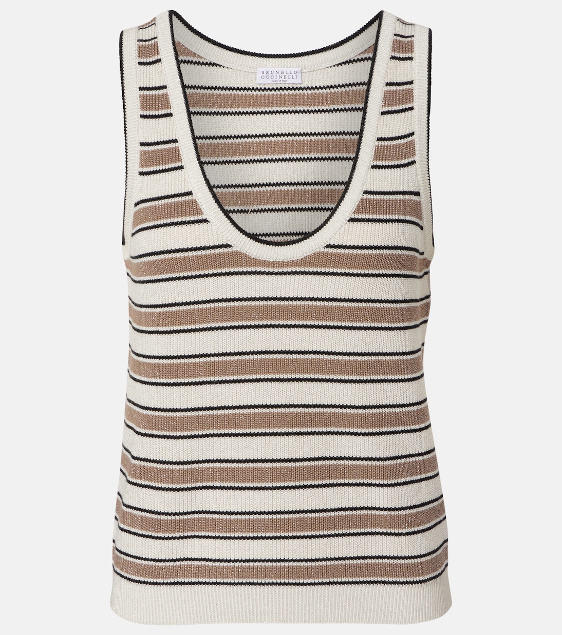 Striped cotton-blend top | Brunello Cucinelli