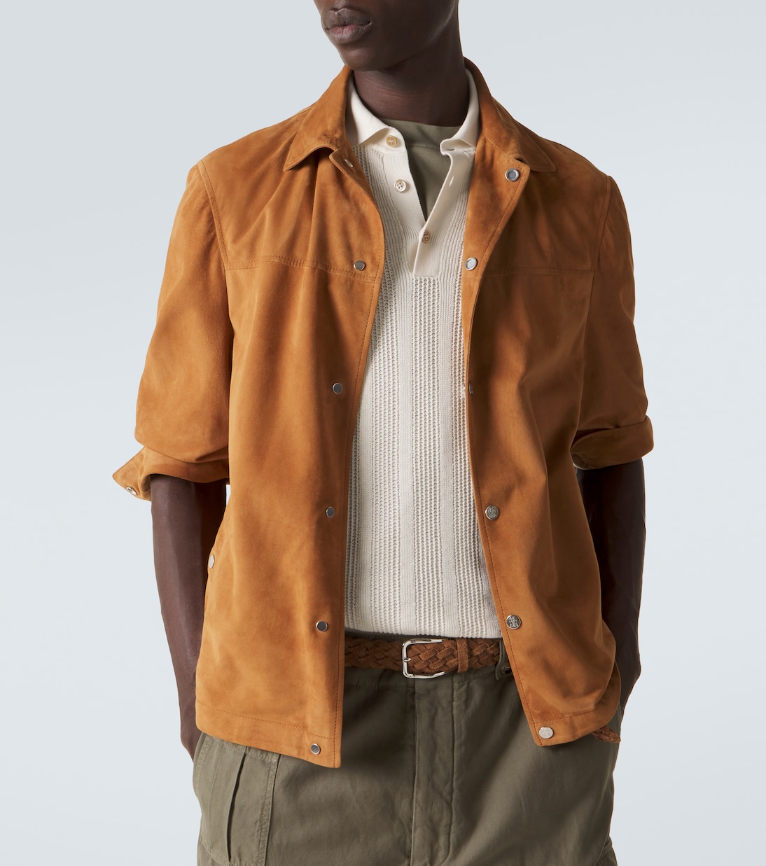 Hemdjacke aus Veloursleder | Brunello Cucinelli