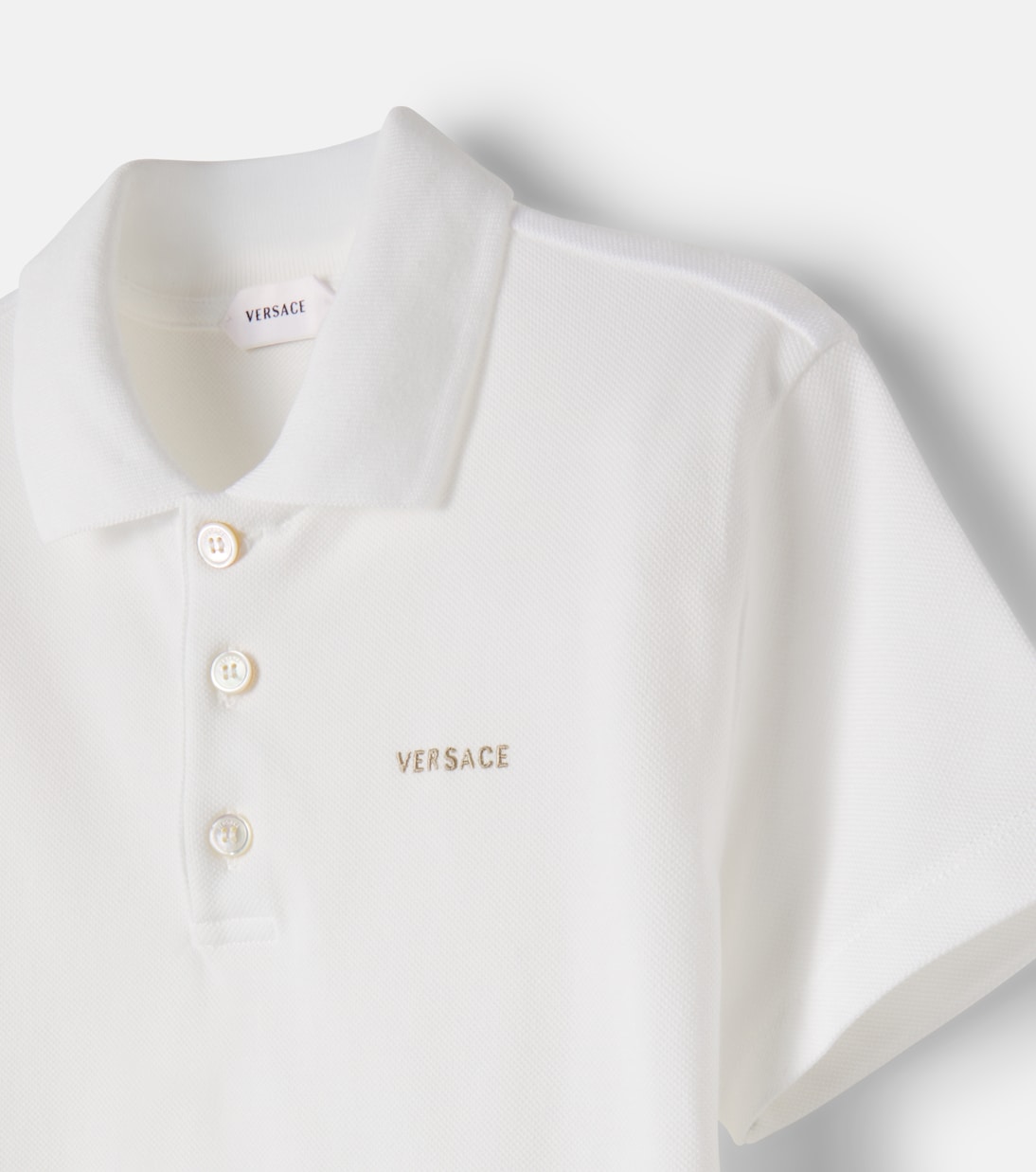 Logo cotton piqué polo shirt | Versace Kids