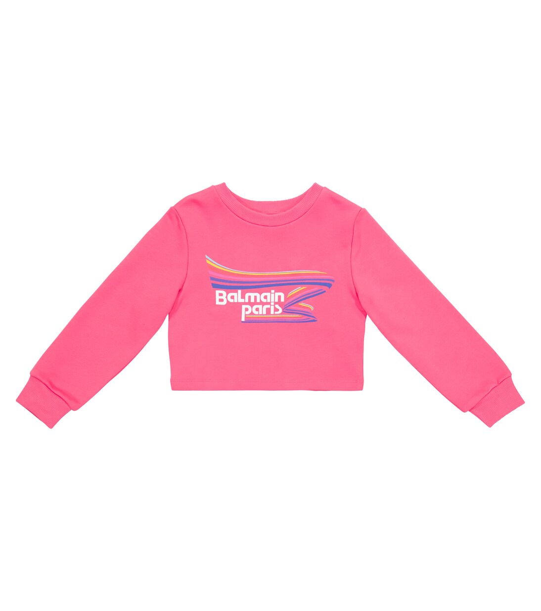 Sweat-shirt raccourci en coton à logo | Balmain Kids