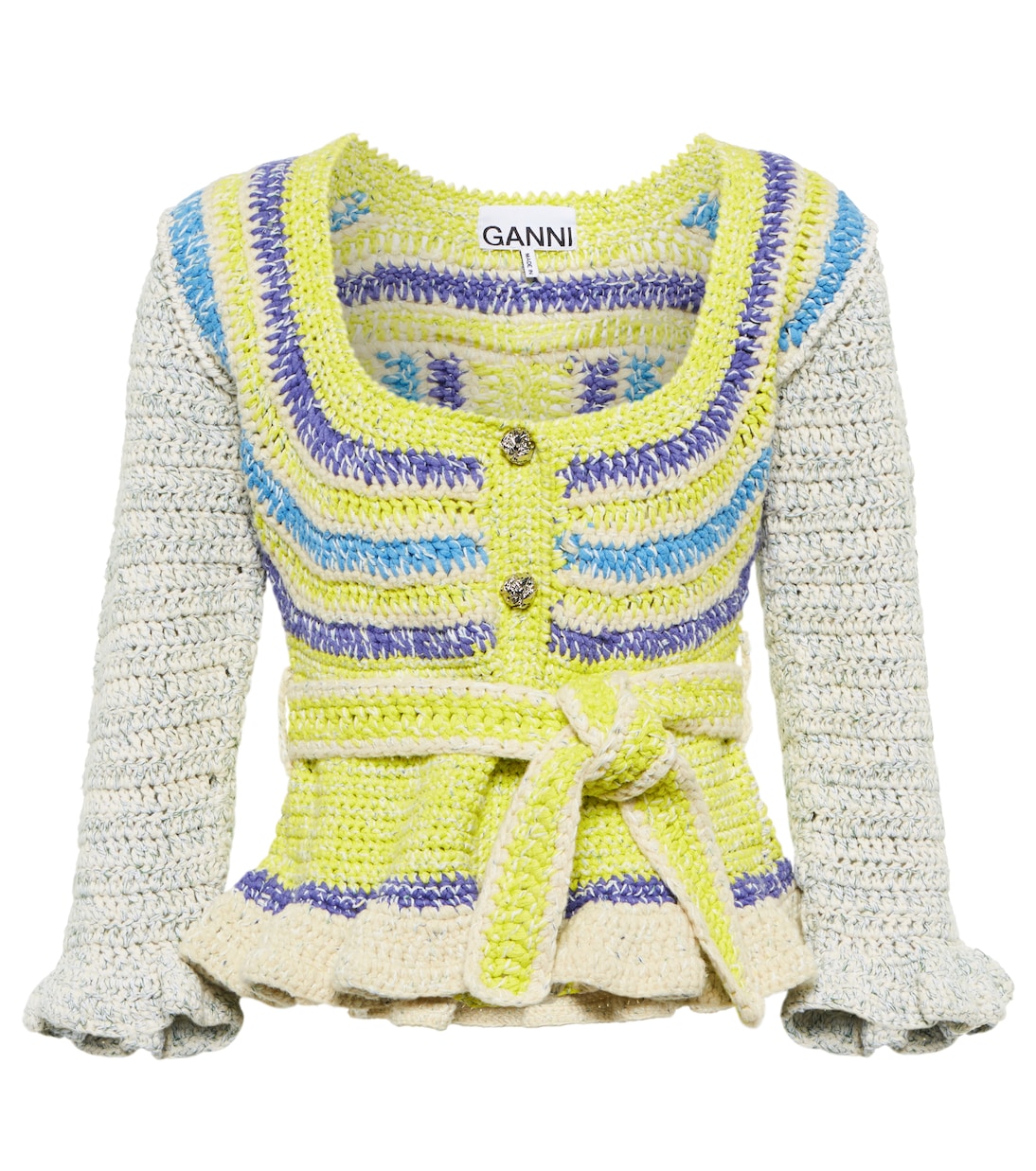 Crochet cotton-blend cardigan | Ganni