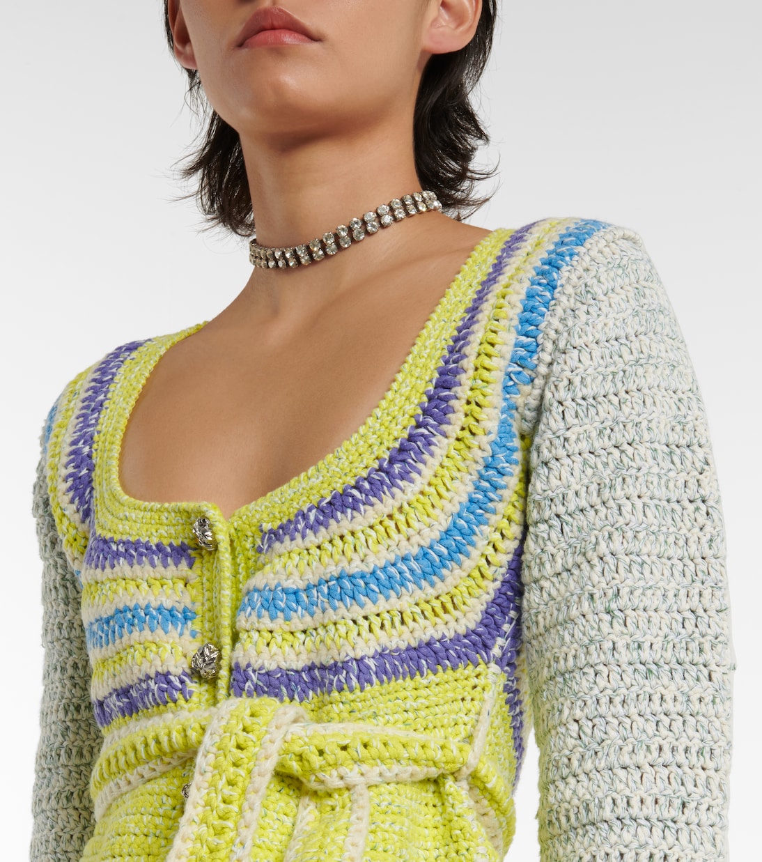 Crochet cotton-blend cardigan | Ganni