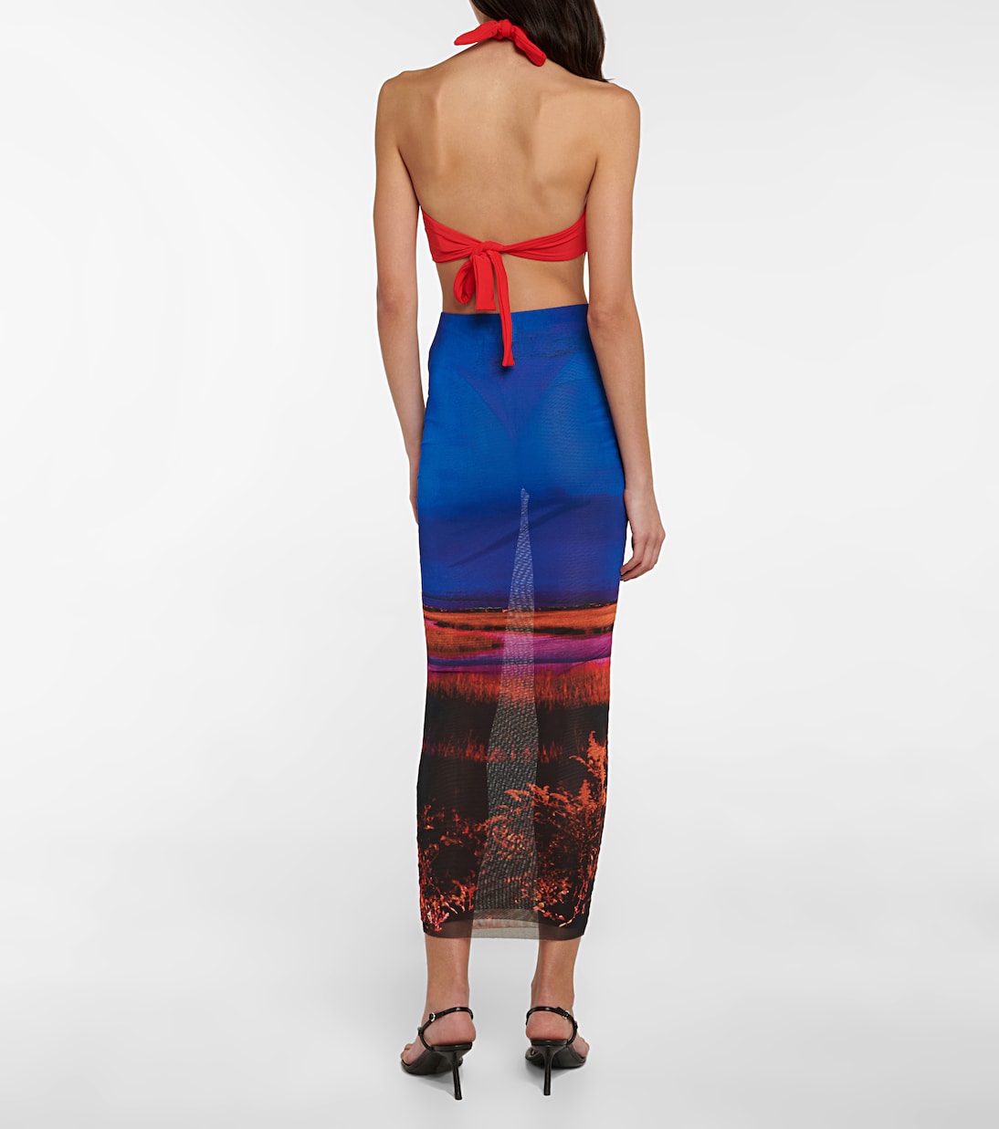 Gonna midi in mesh con stampa | Louisa Ballou