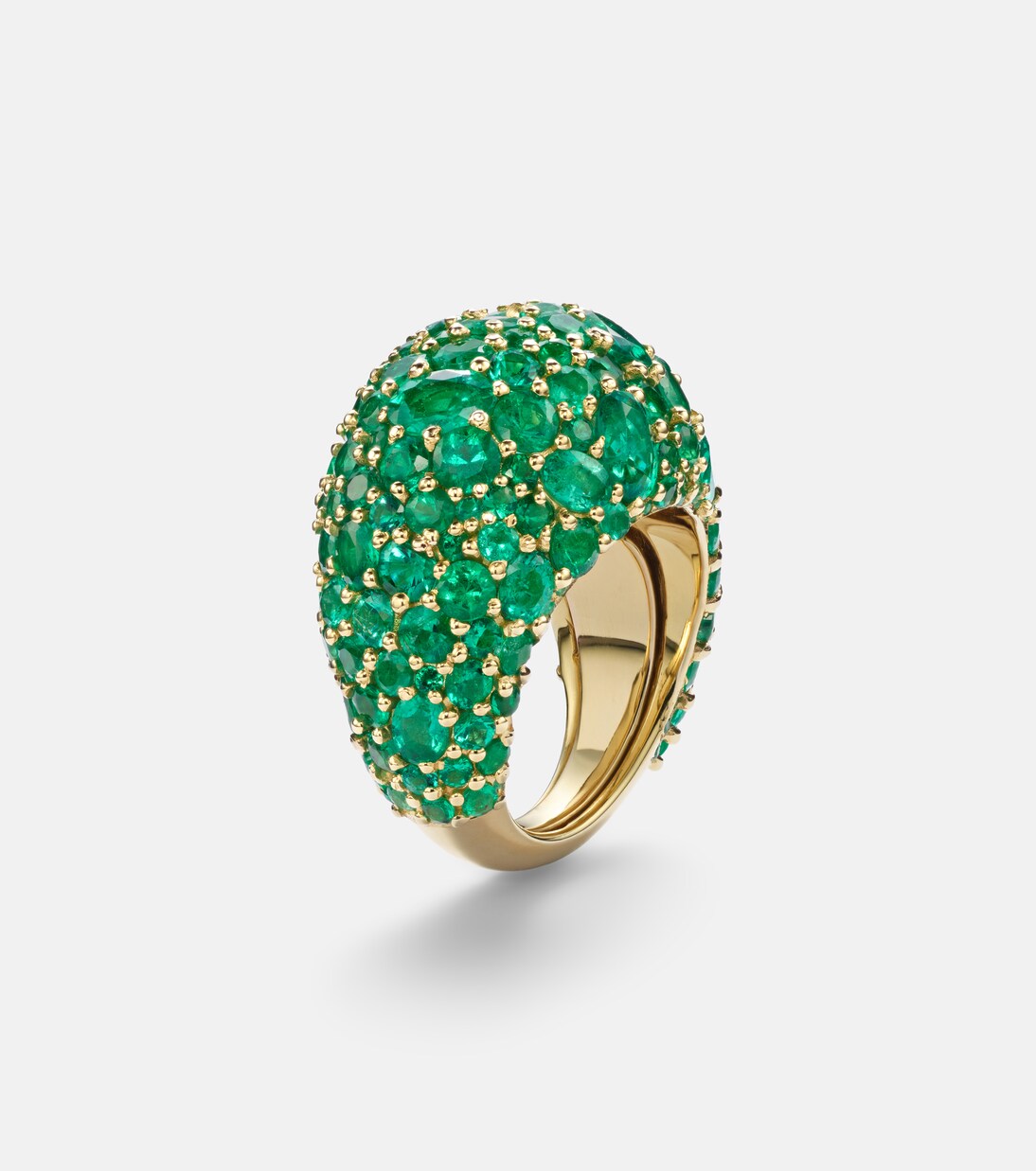 Anillo Earth Dome de oro de 18 ct con esmeraldas | Octavia Elizabeth