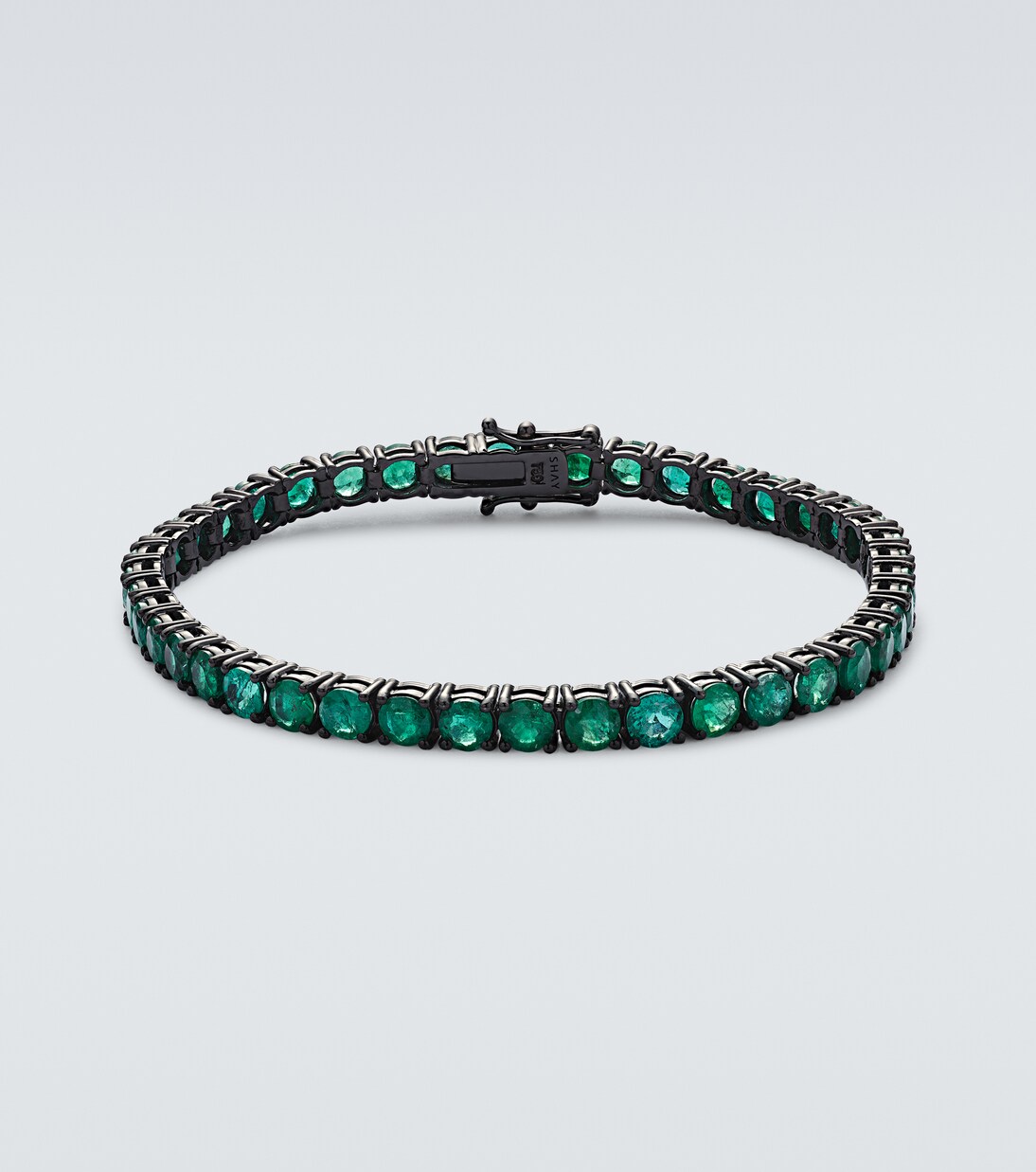 18kt black gold tennis bracelet with emeralds | Shay Jewelry