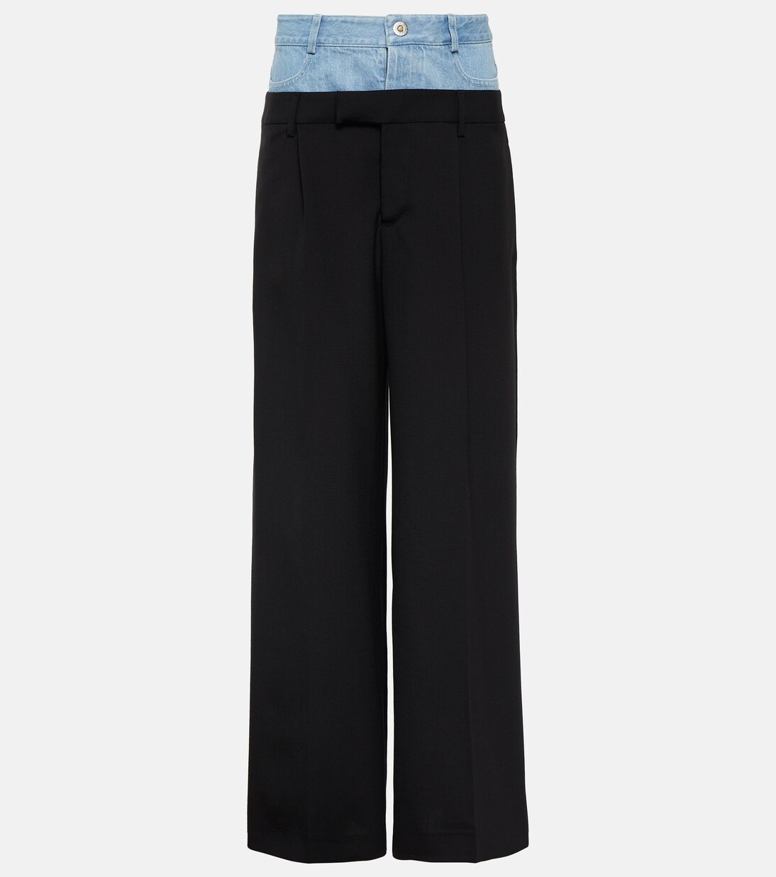 Pantalon ample à taille basse en laine en jean | Dion Lee