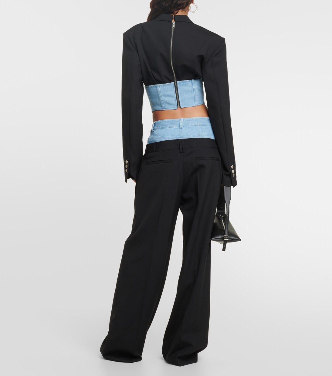 Pantalon ample à taille basse en laine en jean | Dion Lee