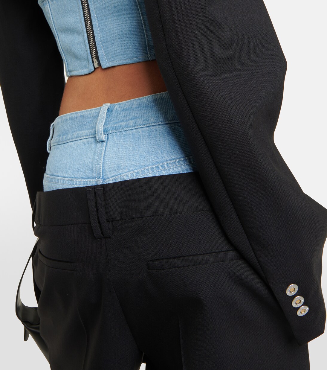 Pantalon ample à taille basse en laine en jean | Dion Lee