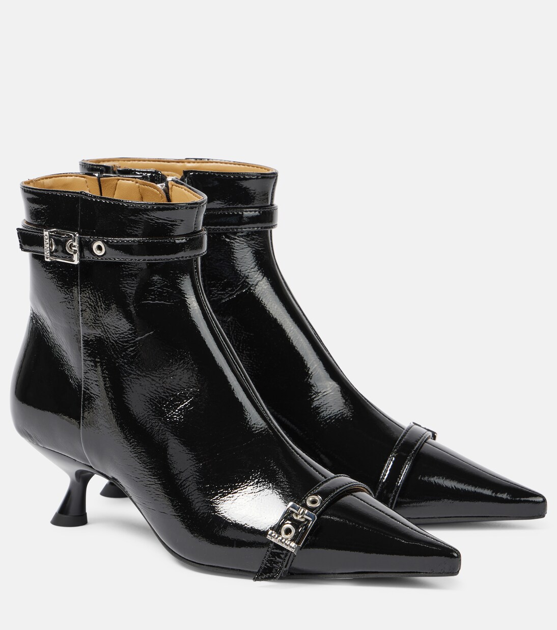 Eyelets faux leather ankle boots | Ganni