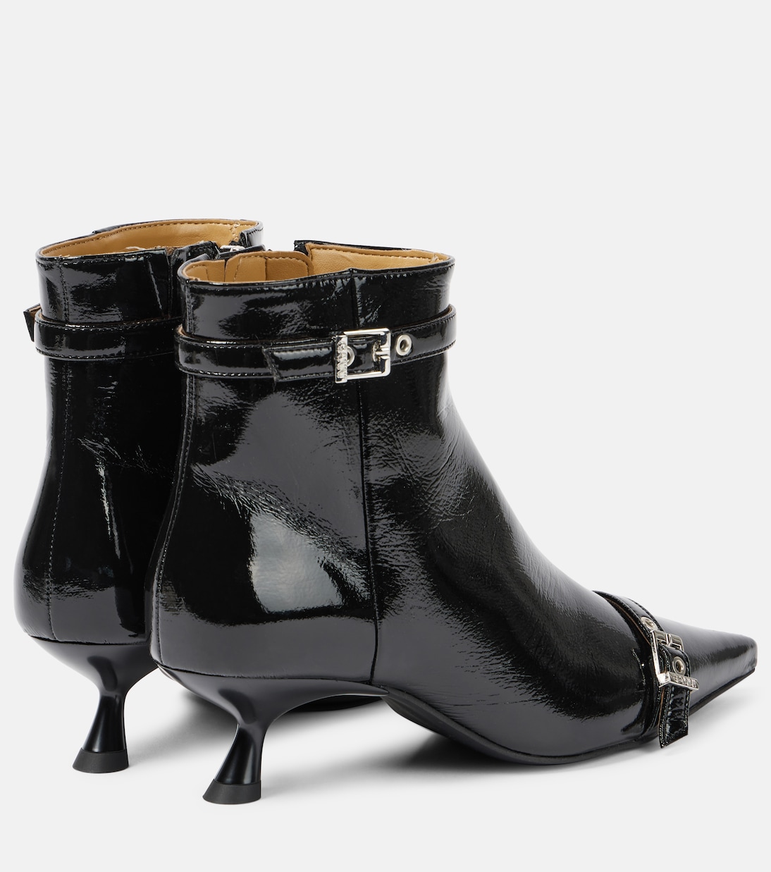Eyelets faux leather ankle boots | Ganni
