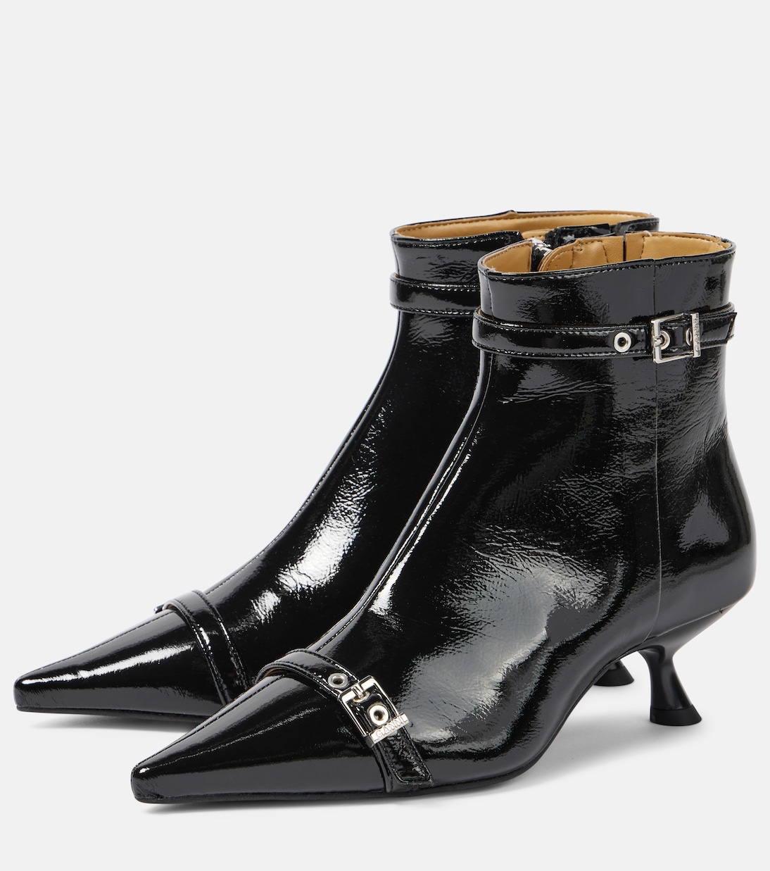 Eyelets faux leather ankle boots | Ganni