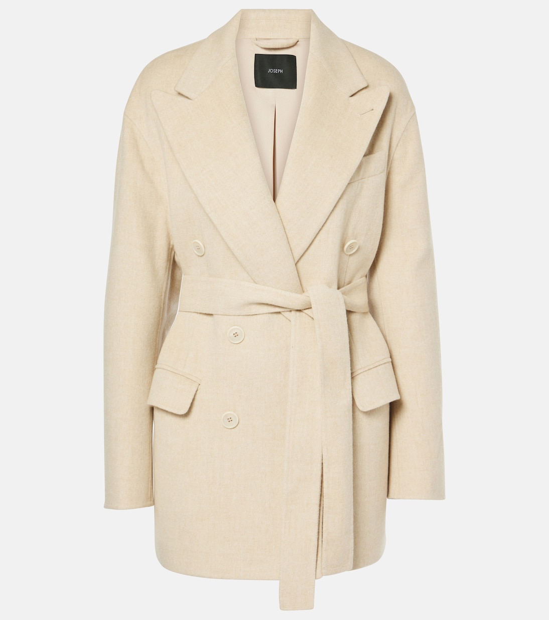 Double-breasted belted wool and silk blazer | Joseph