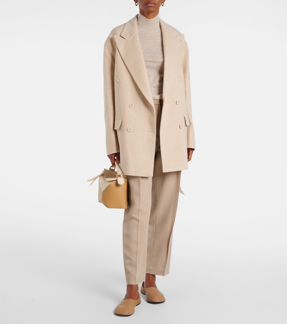 Double-breasted belted wool and silk blazer | Joseph