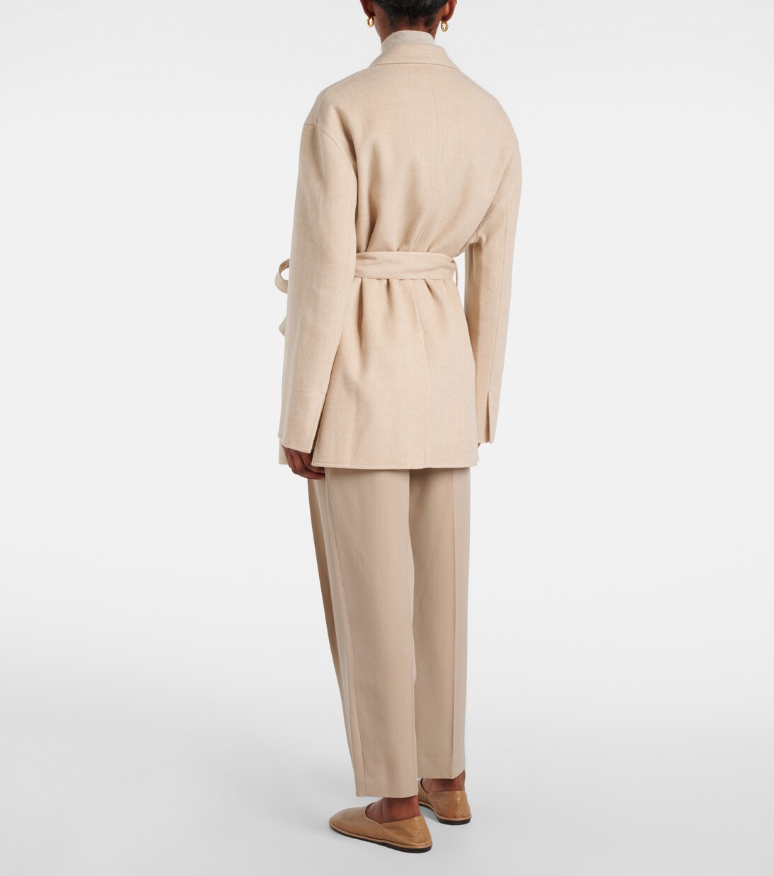 Double-breasted belted wool and silk blazer | Joseph