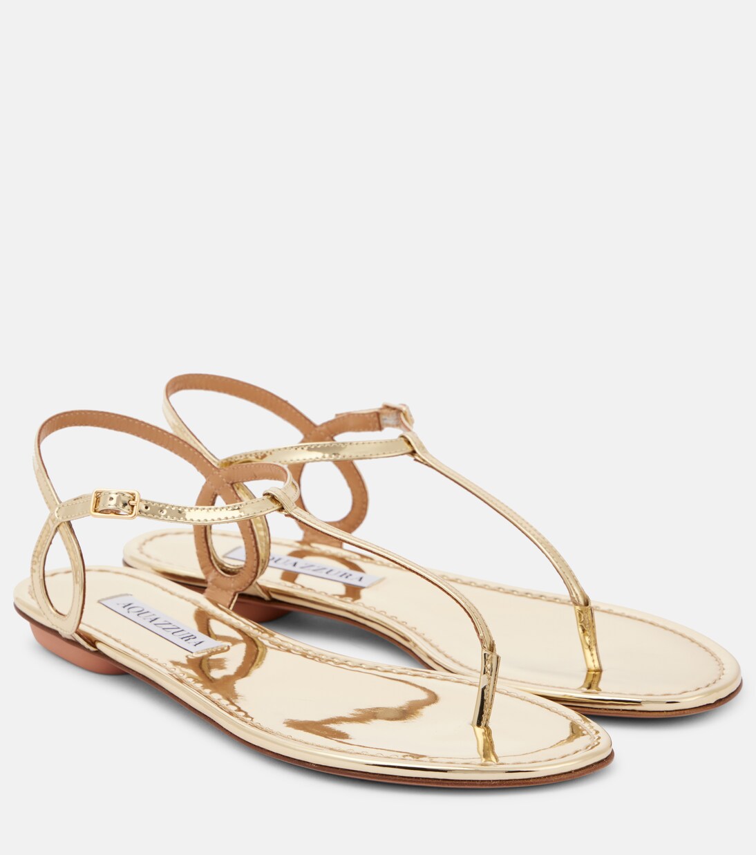 Almost Bare metallic leather thong sandals | Aquazzura