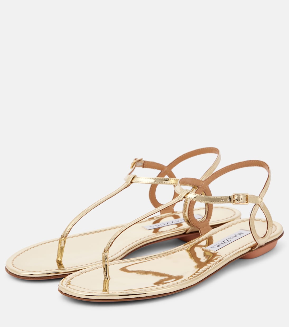 Almost Bare metallic leather thong sandals | Aquazzura