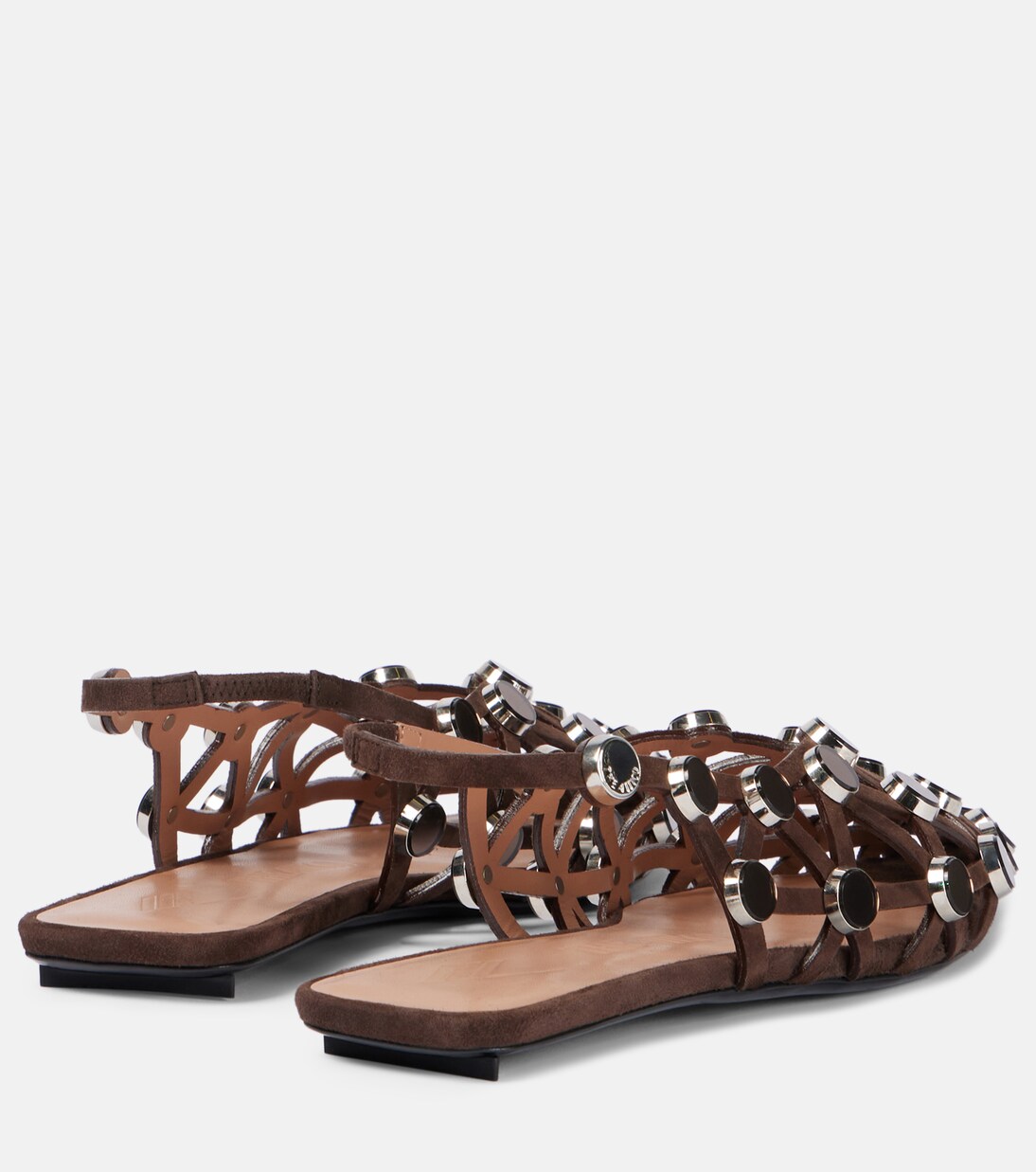 Verzierte Slingback-Ballerinas Grid aus Veloursleder | The Attico