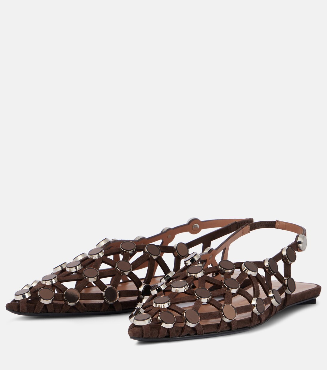 Verzierte Slingback-Ballerinas Grid aus Veloursleder | The Attico