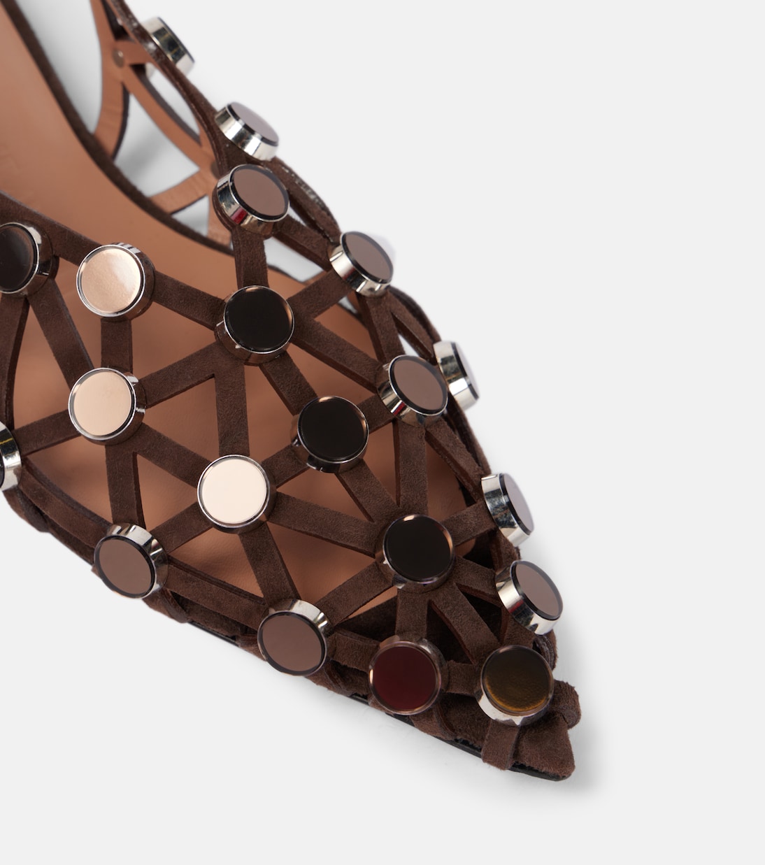 Verzierte Slingback-Ballerinas Grid aus Veloursleder | The Attico