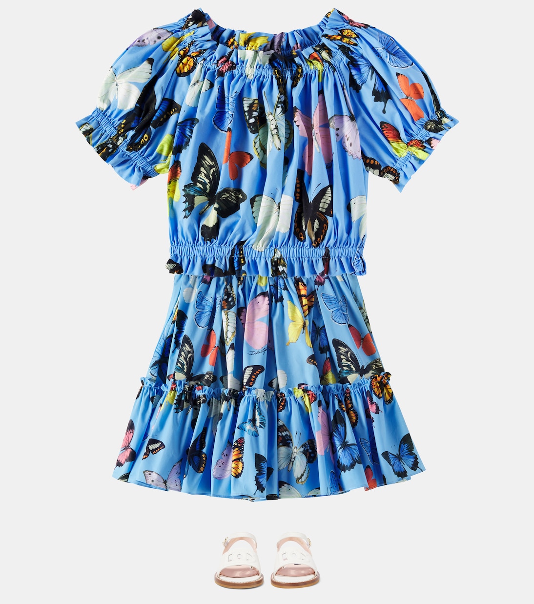 Ruffled printed cotton poplin skirt | Dolce&Gabbana Kids